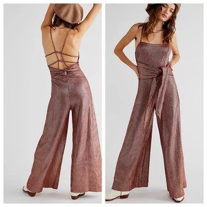Free People Shimmer And Shine Wide Leg Jumpsuit